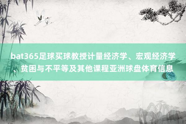 bat365足球买球教授计量经济学、宏观经济学、贫困与不平等及其他课程亚洲球盘体育信息