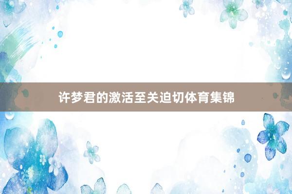 许梦君的激活至关迫切体育集锦