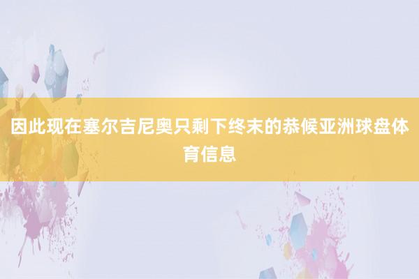 因此现在塞尔吉尼奥只剩下终末的恭候亚洲球盘体育信息